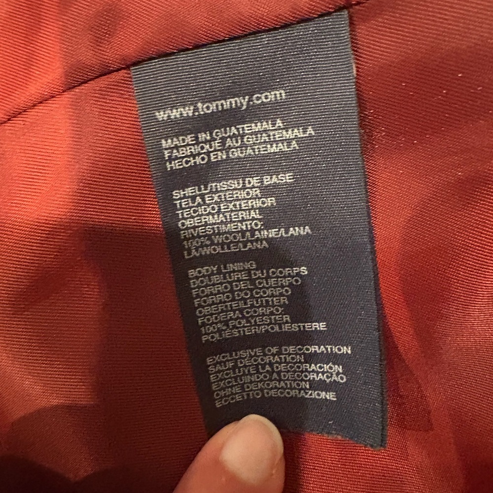 Tommy Hilfiger Swar Red Double-Breasted Pea Coat - Picture 6 of 8